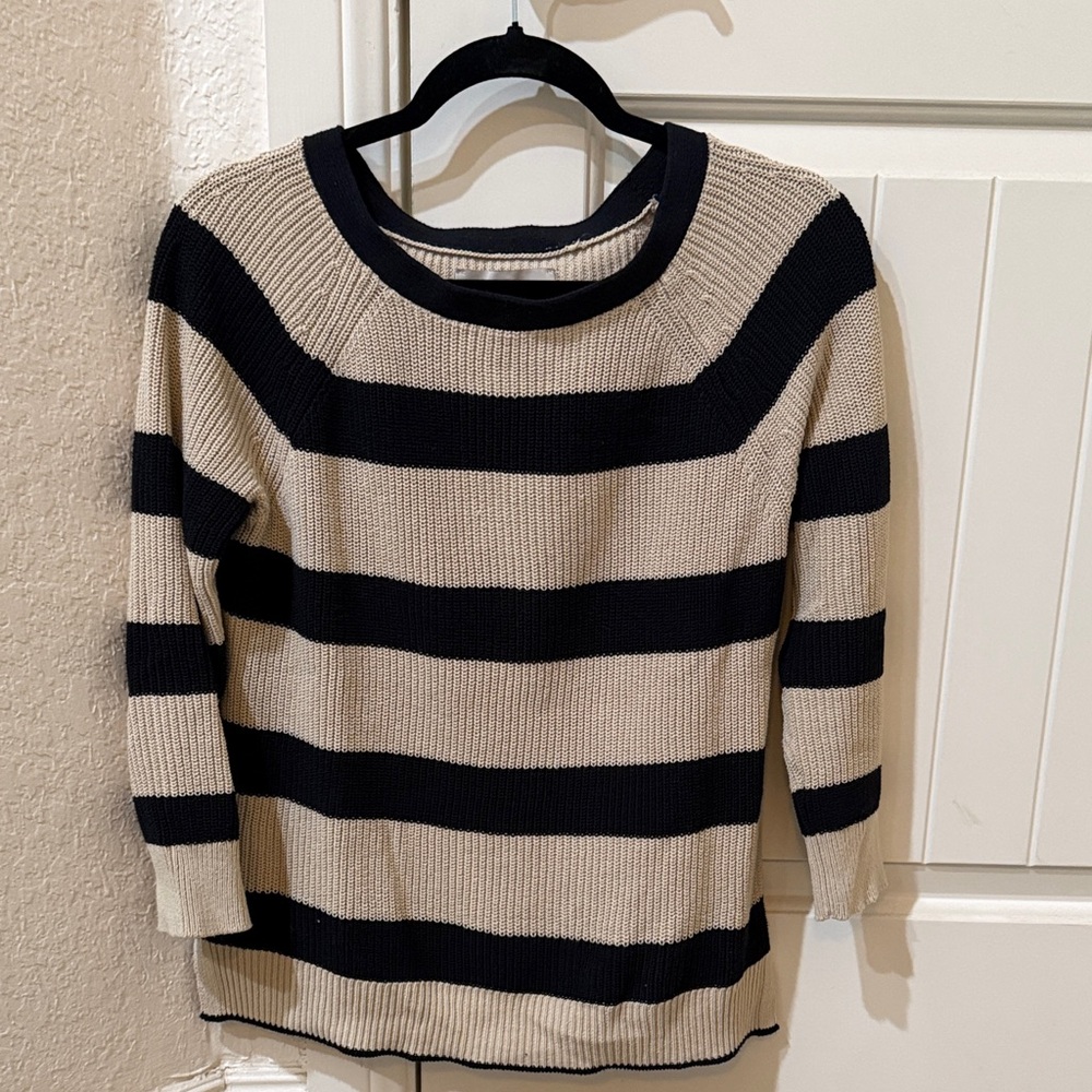 Loft black and tan stripe sweater